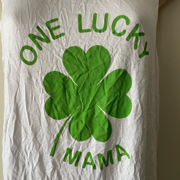 Miken flow tank top white green tank top One Lucky Mama medium size - Picture 3 of 8